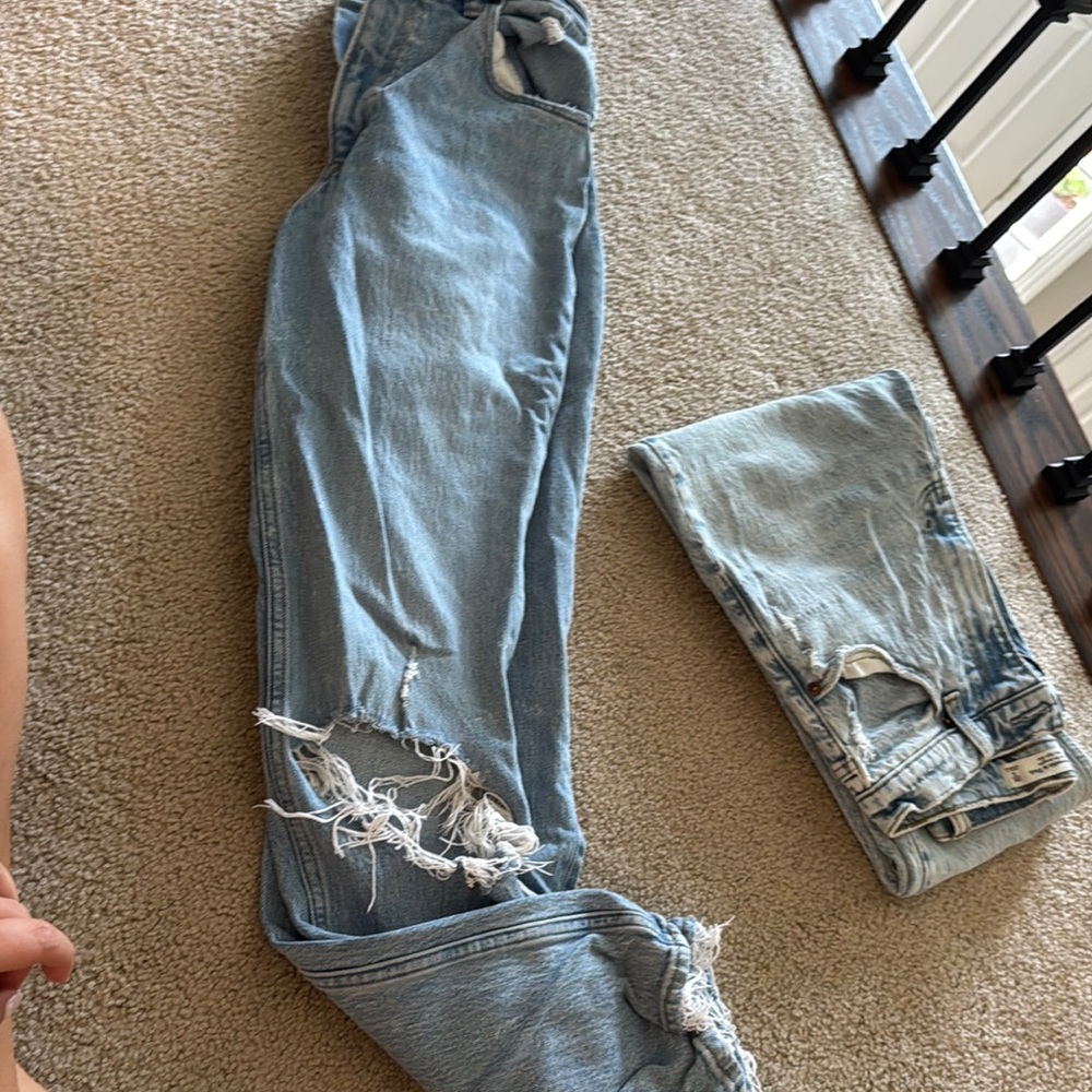 Abercrombie & Fitch Blue Boyfriend Jeans with Distressed Details